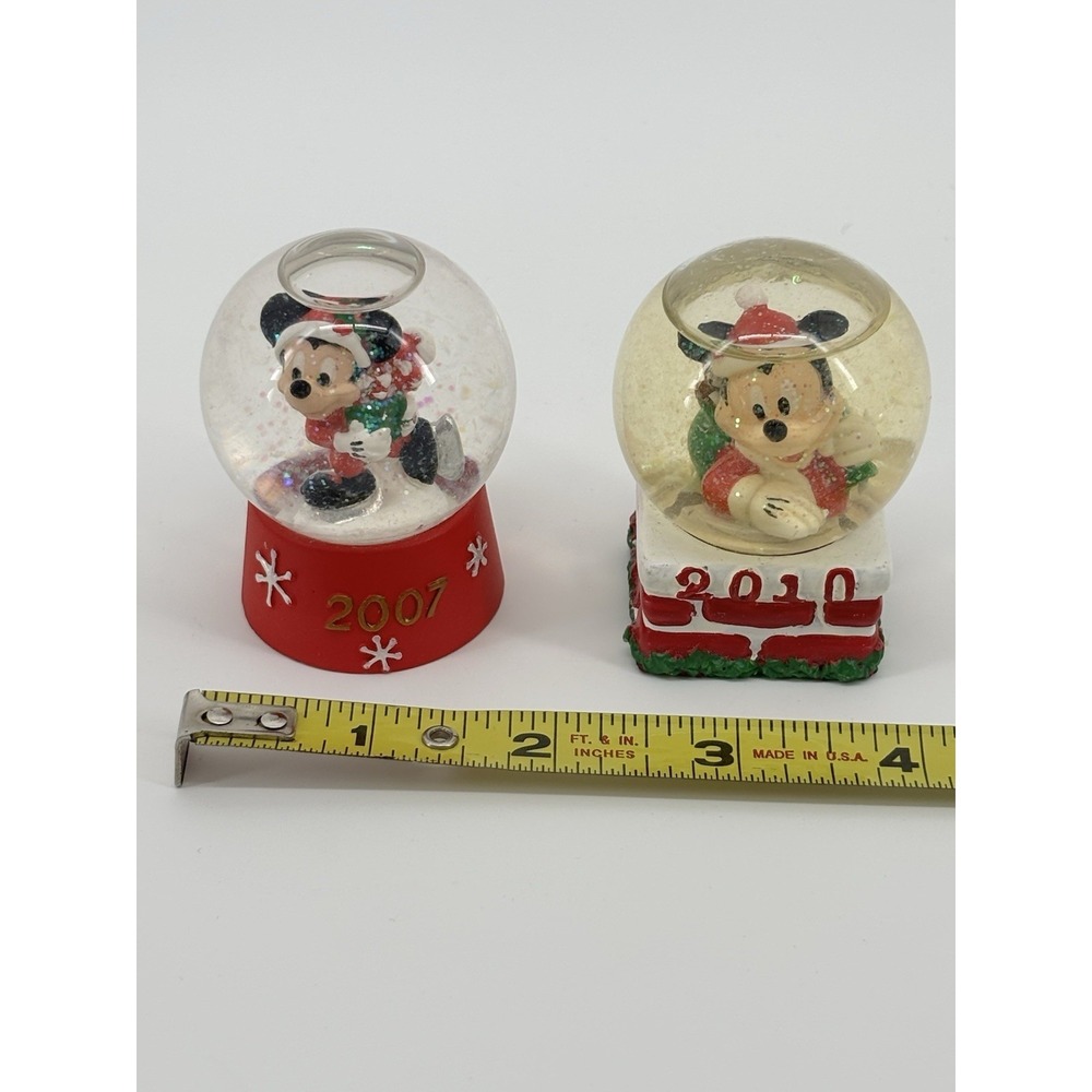 JC Penney Collectible Mickey Disney‎ Mini Snowglobes 2 Pc Years 2007 &2010